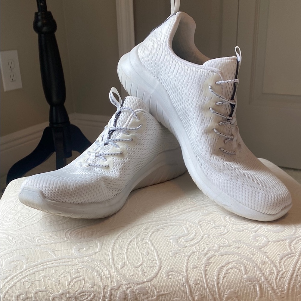 Skechers White Mesh Sneakers